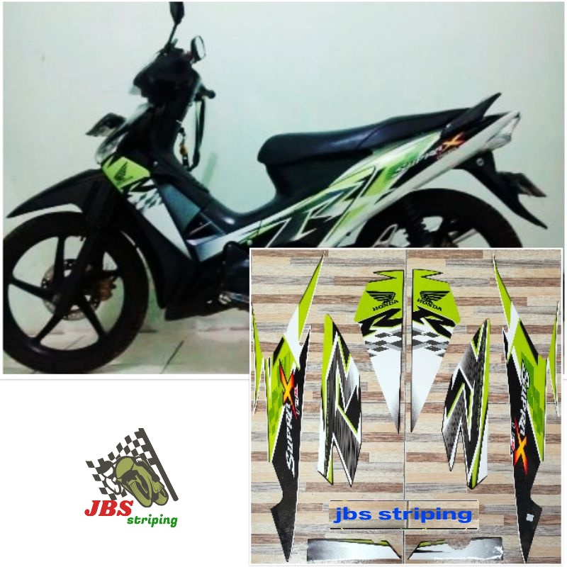 Stiker supra 125 r striping  Honda Supra X 125 R hitam hijau putih tahun 2010 list body supra 125r