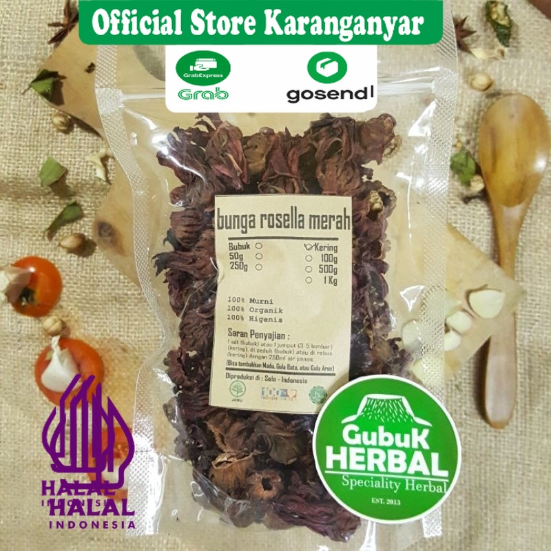 

BUNGA ROSELLA MERAH KERING 500gr/ Hibiscus Sabdariffah / MURNI / JSR / REMPAH