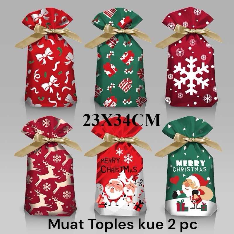 

(New) 10PCS GOODIE BAG CRISHMAST UK BESAR 23X34CM GOODIEBAG BESAR NATAL KANTONG SNACK SERUT NATAL