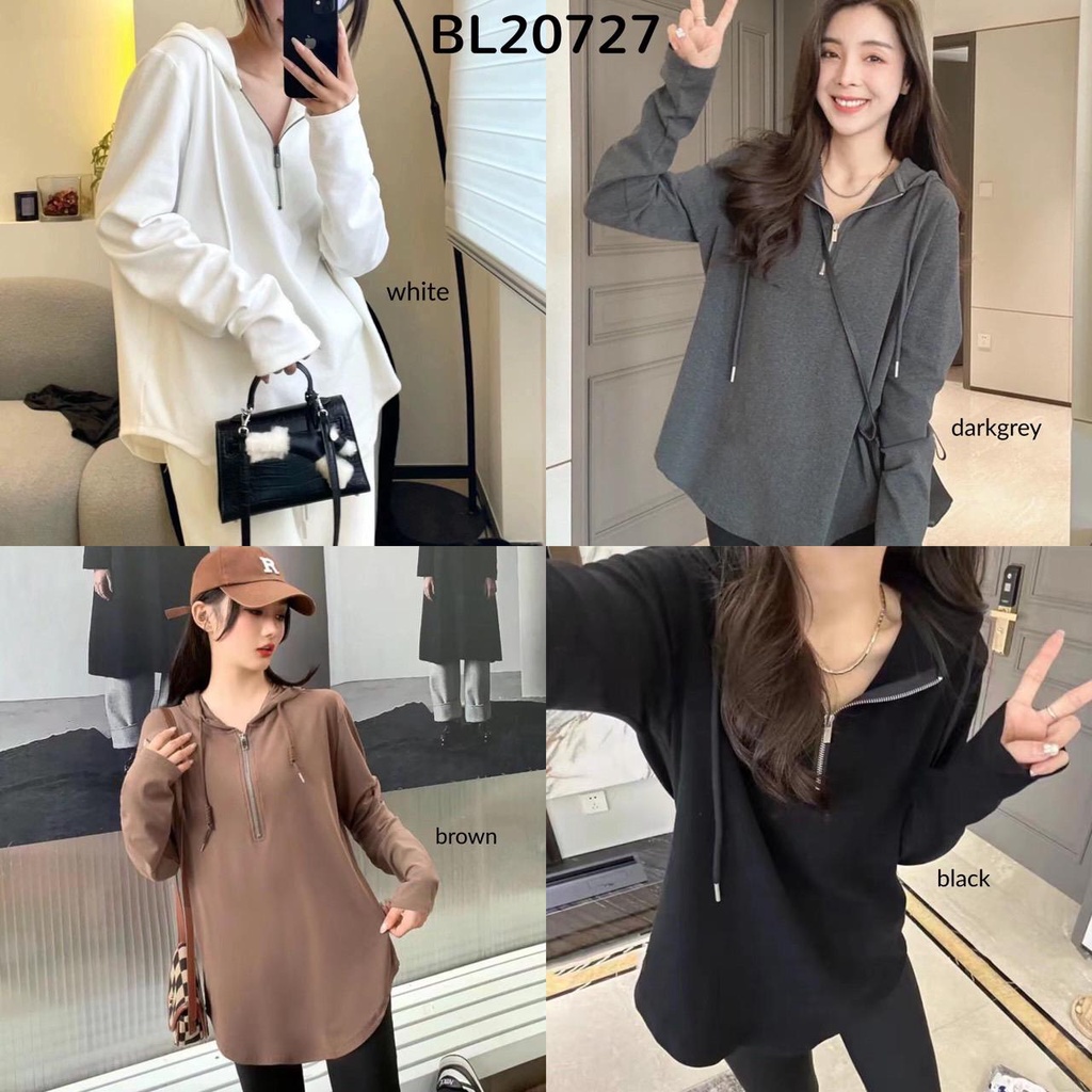 [FG] Relax Hoodie Zip Long Blouse BL20727