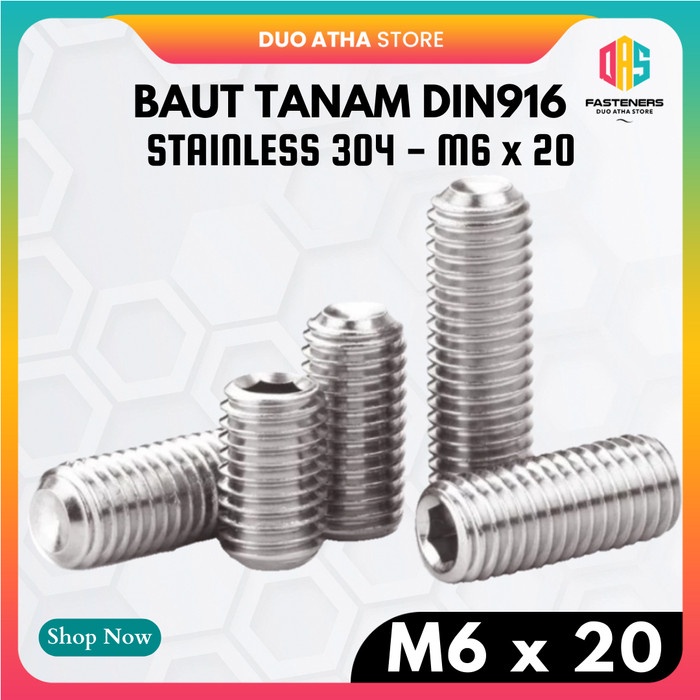 Baut Tanam L M6 x 20 / L-Set Socket M6x20 Stainless SS304