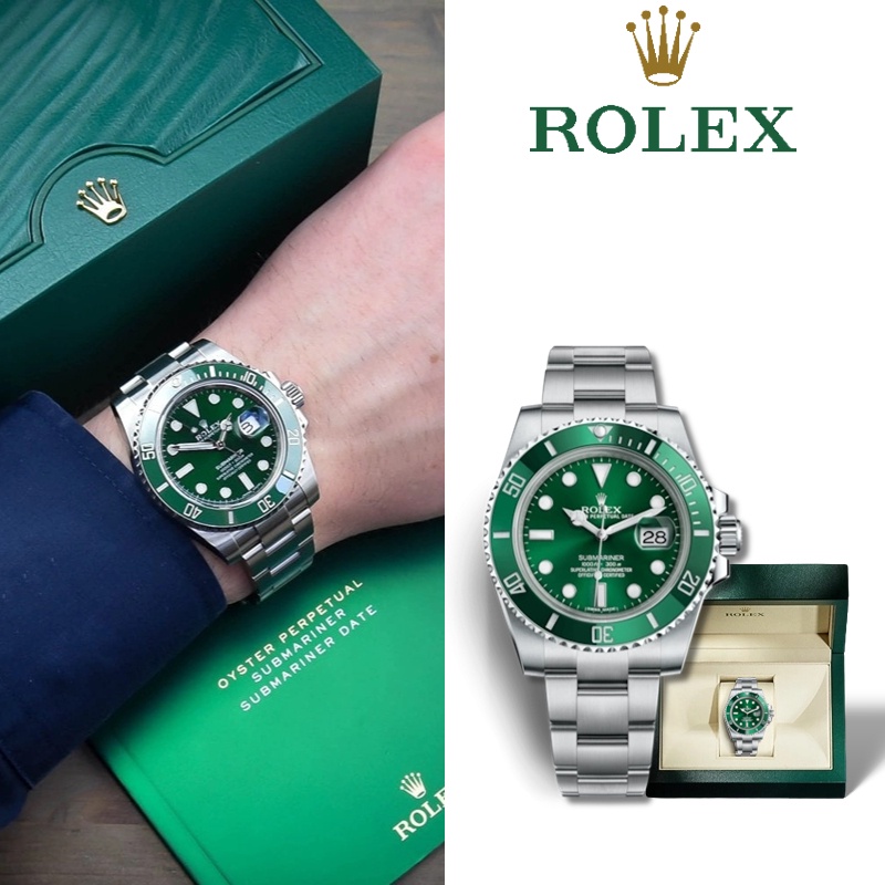 【Rolex】100% original rolex watch Green Submariner 41mm Jenis kalender Jam tangan 116610lv-0002 Ready Stock Automatic Teflon material 18CT Gold 41mm Oystersteel SUPER GRADE AAAAA