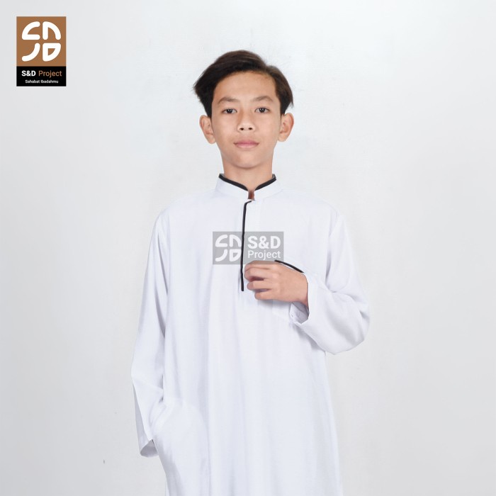 Gamis Jubah Anak Laki Laki Remaja Tanggung Ukuran M L XL Warna Putih - Putih, M