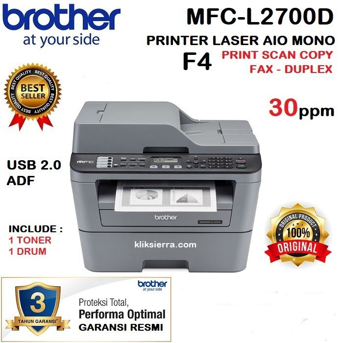 Printer BROTHER MFC-L2700D AIO Laser Mono L2700 D Fotocopy Duplex Fax