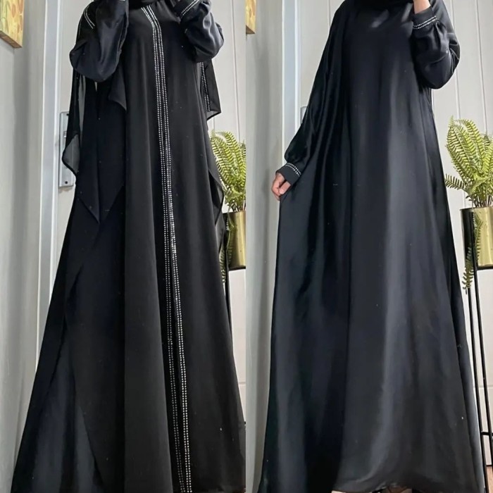 ✨Girya.Syo✨ - BEST SELLER gamis abaya payet motif simple kekinian edisi andine rompi pisah - Hitam, 