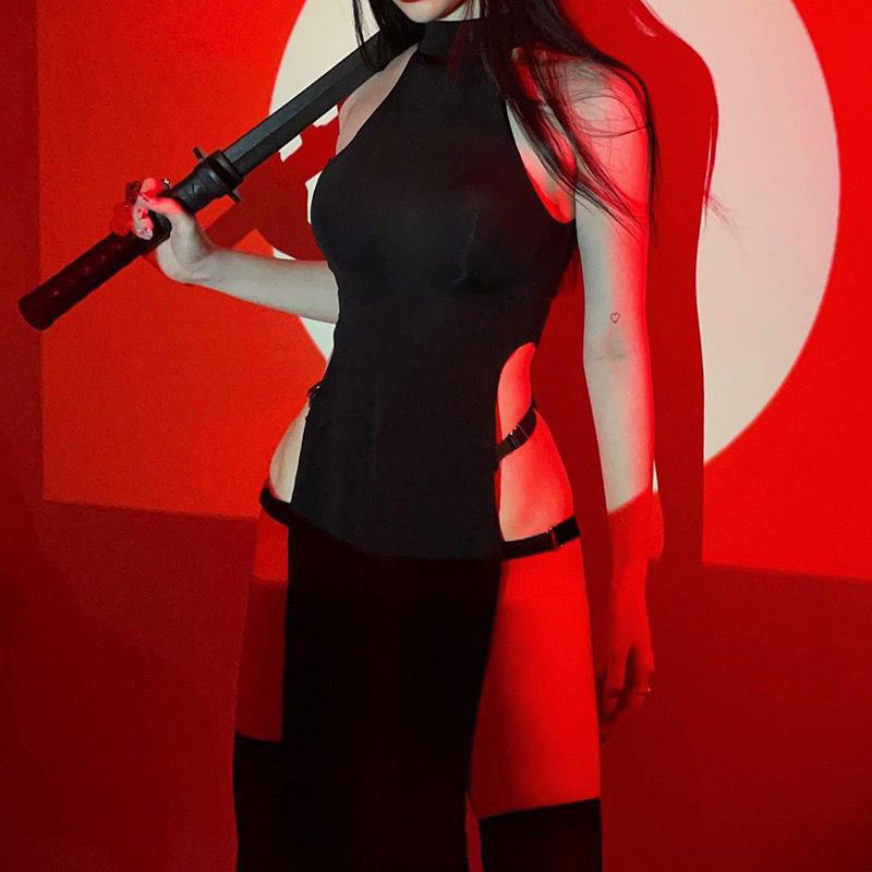 Nun Outfits Halloween Demon PU Leather Lingerie Hollow Out Anime Cosplay Costume Women Erotic Embroi