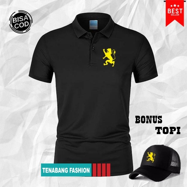 BONUS TOPI.. Polo Shirt Pria Wanita Lmb Giordano Text Kuning Premium Quality Atasan Pria&Wanita Prom
