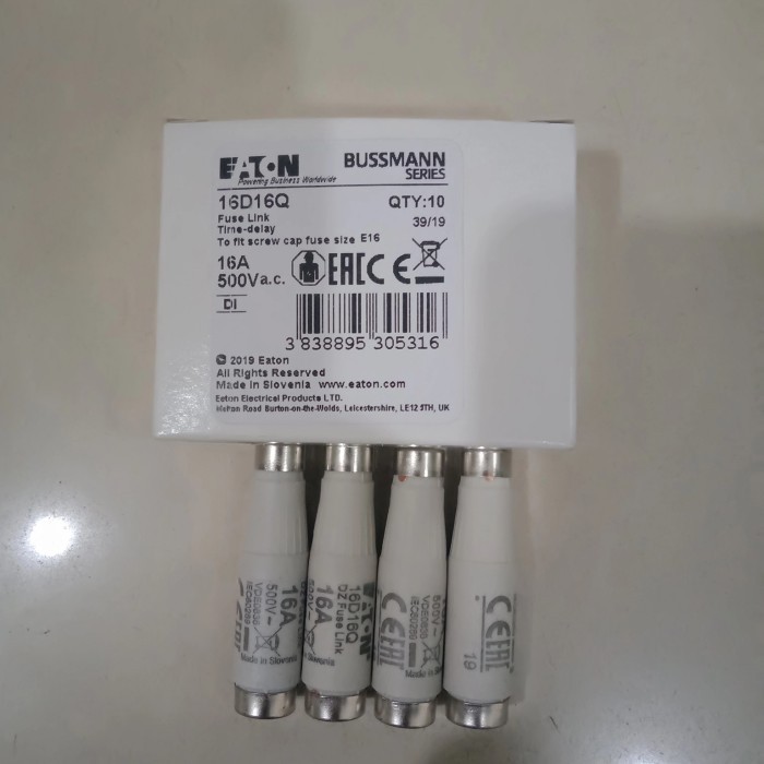 GW99 Fuse Bussmann 16D16Q 16A 500V Diazed Bottle Bussmann