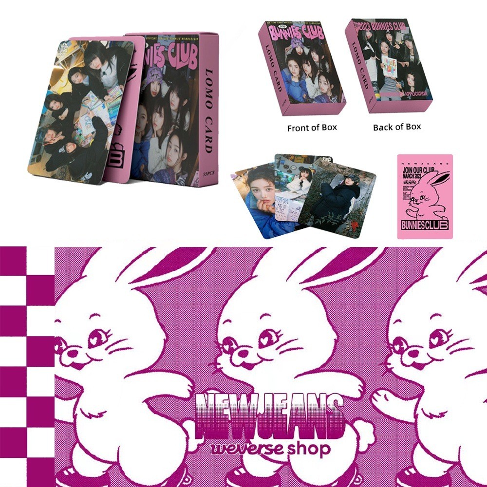 

[Sale+Ada Stok]55 pcs/kotak Kartu Foto KPOP NewJeans 2023 Kartu Lomo HD Bunnies Club Koleksi HYEIN MINJI HANNI