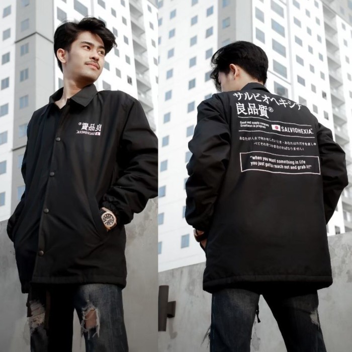 JAKET COACH PRIA ORIGINAL -JACKET COACH JUMBO - JAKET BIGSIZE - Hitam, M /Update 2025