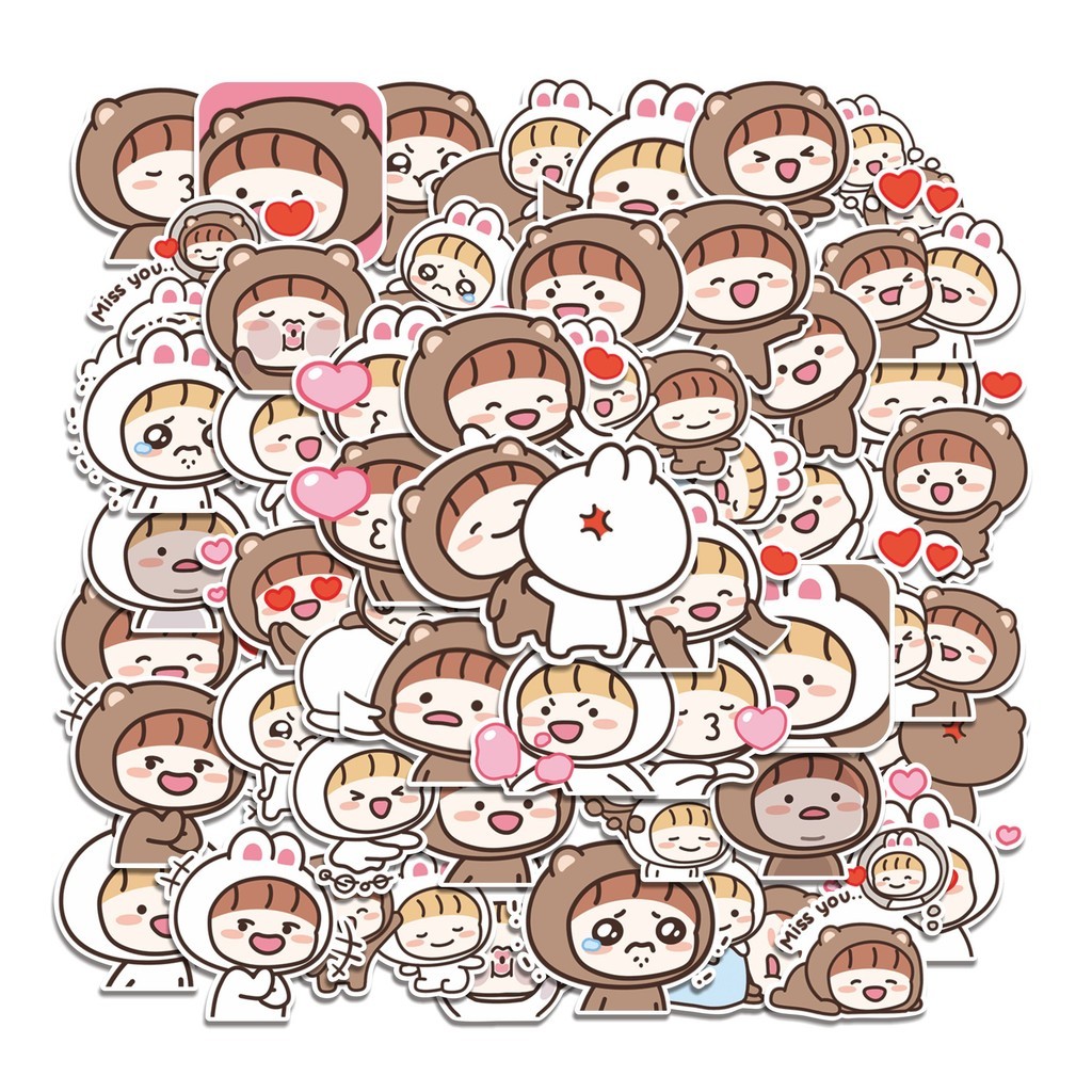 

COD 50 Pcs Stiker Couple Bunny Bear / Pasangan Kelinci Beruang Lucu Anti Air Untuk Dekorasi Notebook Sepeda Skateboard Handphone [2]