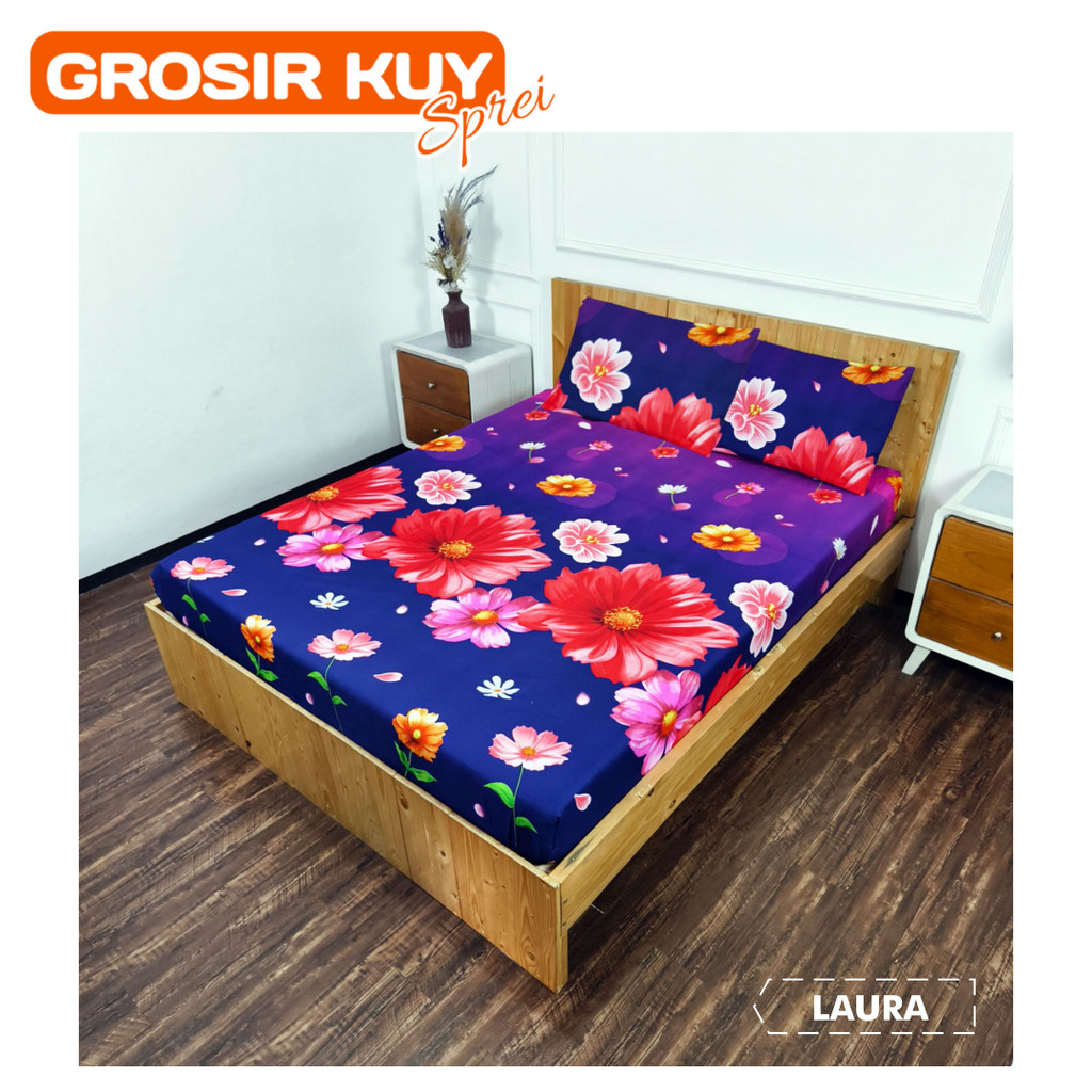 sprei kasur home made murah motif bunga laura spray set sarung bantal guling