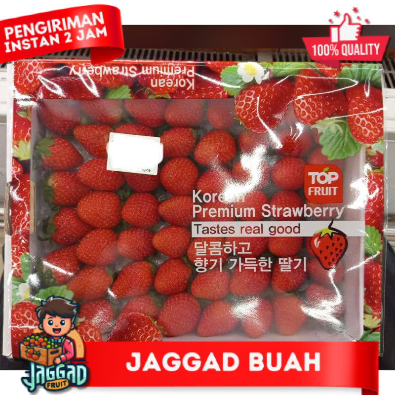 

strawberry korea box super 900 grm | buah strawberry manis korea JAGGA FRUIT