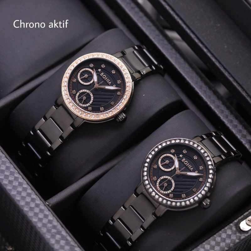 Promo Jam Tangan Wanita Bonia Anti Air Diamond Chrono Aktif Tali Rantai Solid