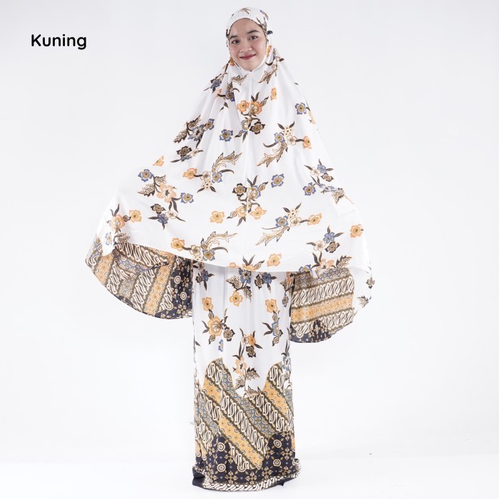 Mukena Bali Cindai Batik Arnia Terbaru / Mukena Rayon / Mukena Jumbo - Kuning
