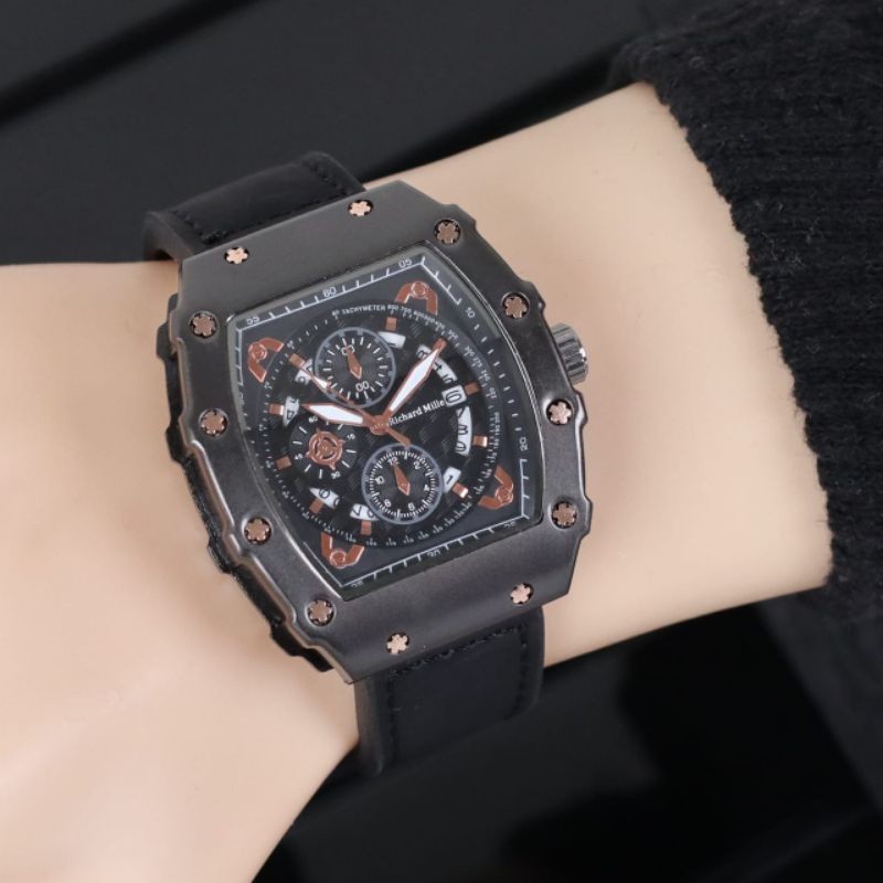 Promo Jam Tangan Pria Rm Millea Sporty Segi Oval Fashion Cowok Tali Kulit Tebal