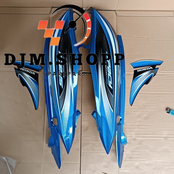 cover body belakang Honda spacy biru plus striping
