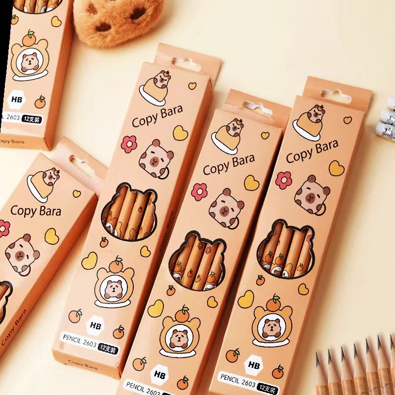 

12Pcs/Box Cartoon Capybara Wood Pencil Writing Drawing Tool School Office Supply Student Stationery children's day gift