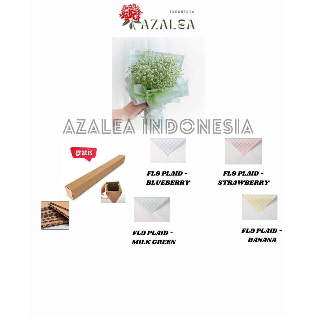 

AZALEA - (5 LEMBAR) - FL9 PLAID Kertas Bunga Buket Motif Kotak Modern Florist Cellophane