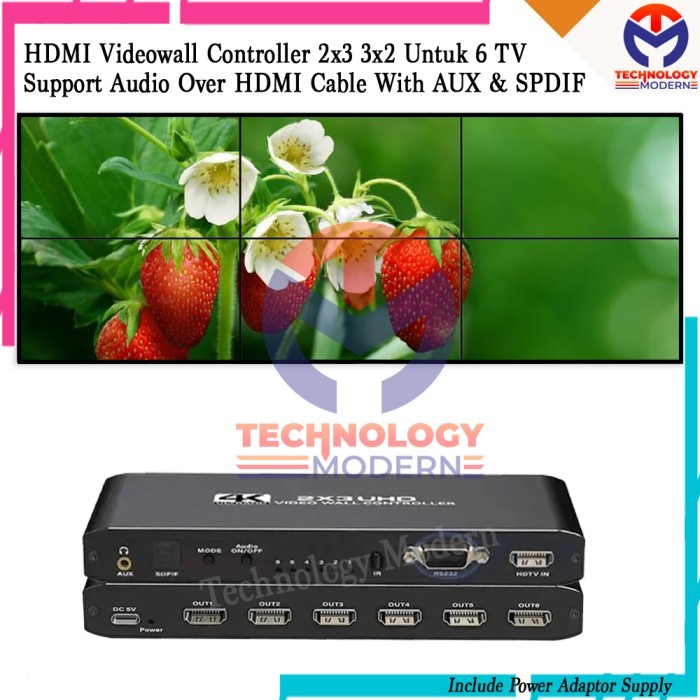 HDMI Video Wall Controller 2x3 3x2 Untuk 6 TV With Audio Over Cable