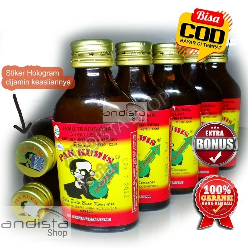 

JAMU KUAT PAK KUMIS 100% Original (Bertanda Hologram Asli di Tutupnya) 5 Botol - Ready Terus