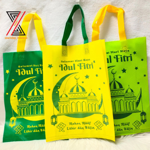 

Tas Kain Lebaran / Goodie Bag Idul Fitri Size 30 X 40 1 Sisi Per lusin - Hijau Muda