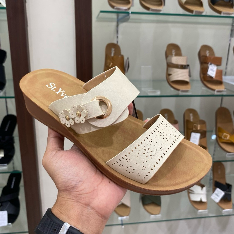 St.Yves Sandal Wedges Wanita Hak 3cm Model Slip On Size 36-40