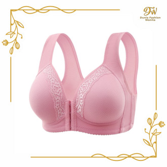 •DFW•  BH Renda Wanita Push Up Seksi Seamless Sexy Full Cup Tanpa Kawat Motif Pengait Tali Depan