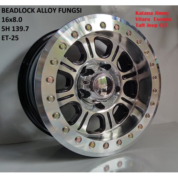 1pcs Velg Beadlock Alloy Fungsi RACELINE RT232 Monster 16x8.0 5H 139.7 et-25 Ring 16 R16 lebar 8 inc