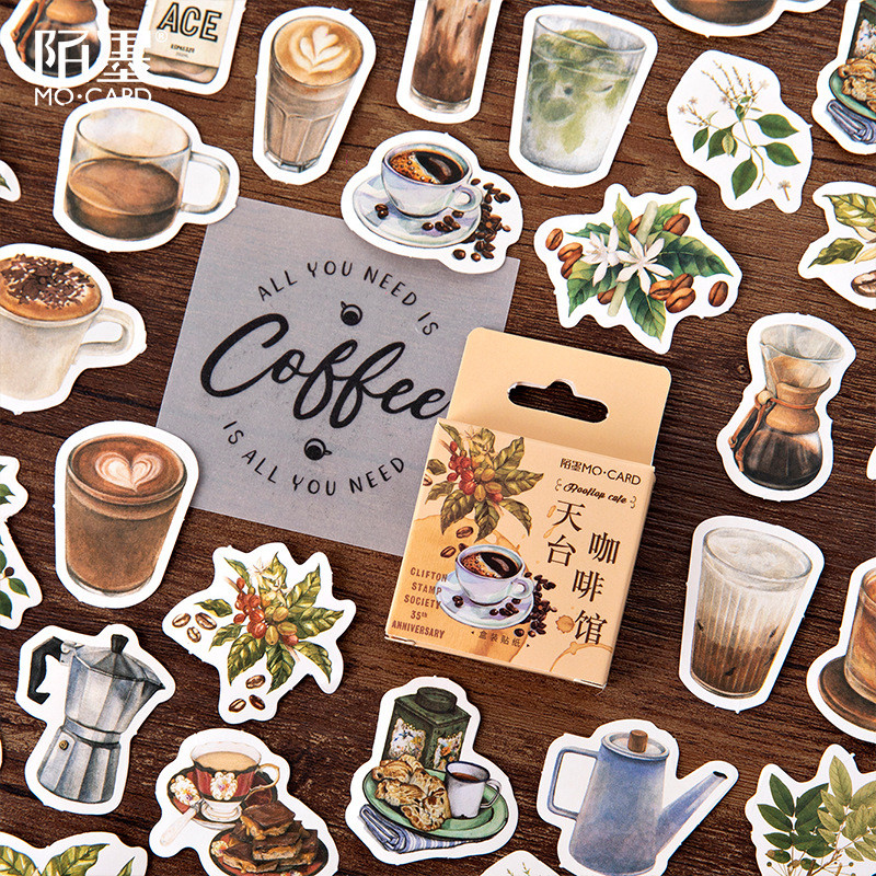 

45pcs/box Vintage Rooftop Coffee Shop Stickers Set Scrapbooking Stickers For Journal Planner Diy Crafts Photo album Stickers