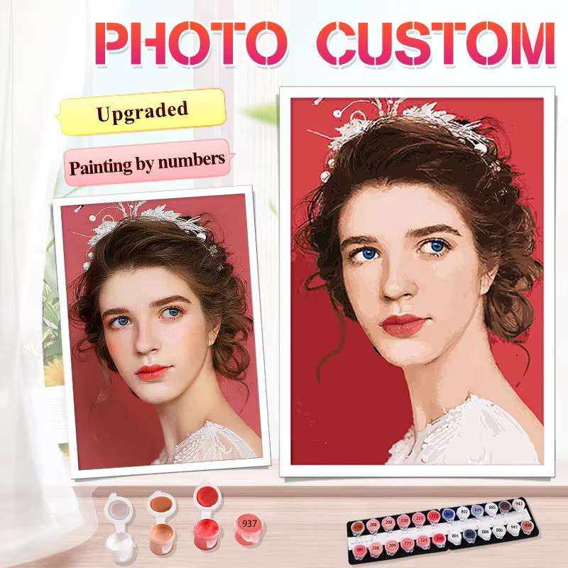 

24 36 48 Colors Customized Painting by Numbers DIY Picture Acrylic Painting by Number Photo Coloring on Canvas Gift for Adults