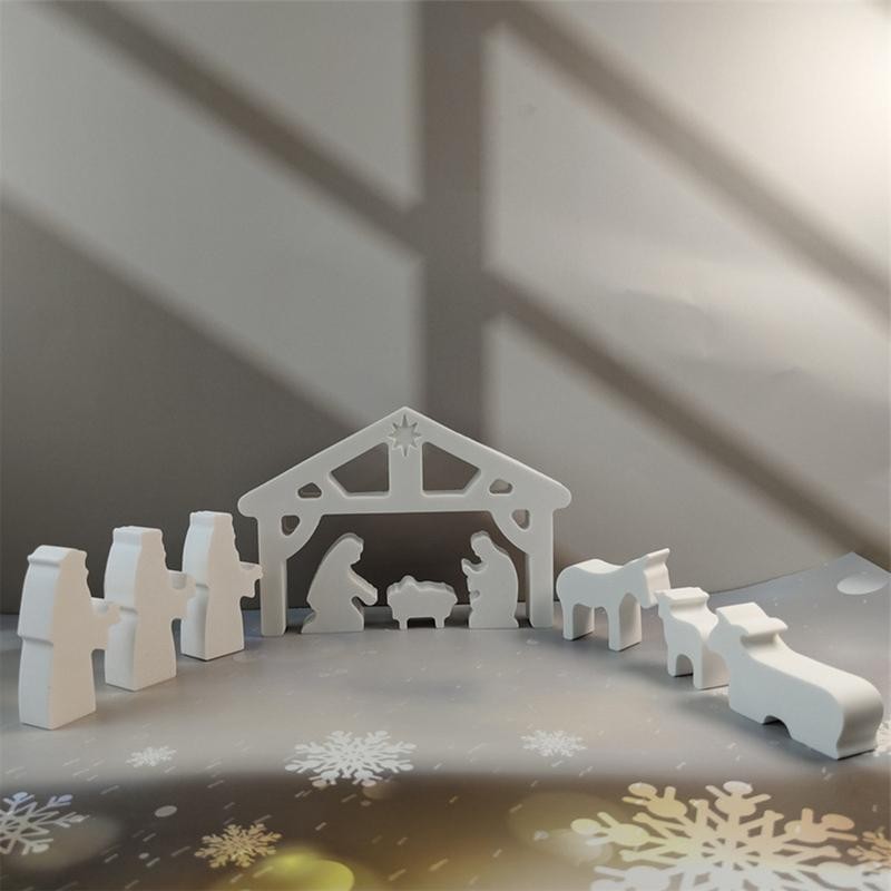 

3D Crafts Nativity Scene Set DIYs handmade Silicone Mold Christmas Decoration Cement Plaster Silicone Molds for Epoxy Resin