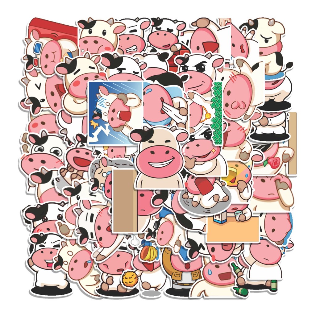 

COD 50 Pcs Stiker MOMO COW CARTOON Lucu Anti Air Untuk Dekorasi Notebook Sepeda Skateboard Handphone