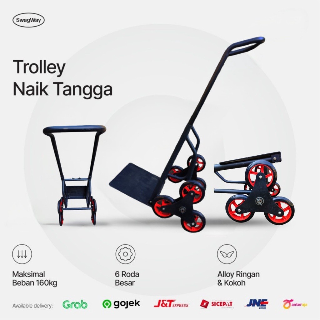 Trolley troli naik tangga barang berat besar Troli roda ringan angkut barang