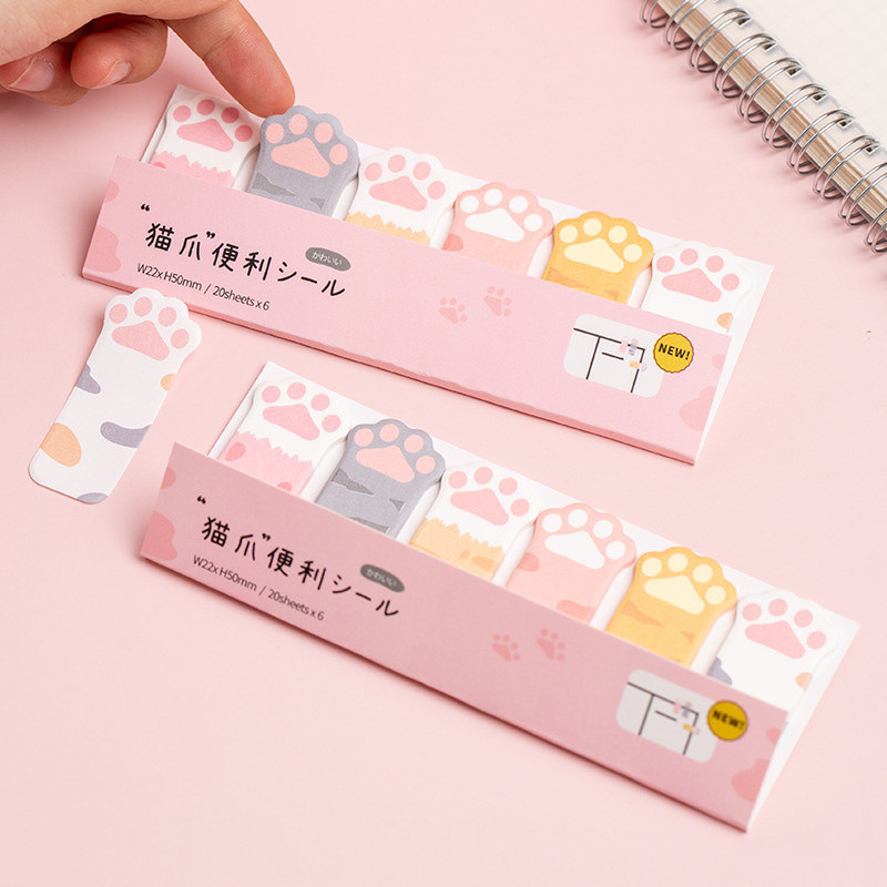 

1 PCS Kawaii Stationery Cartoon Cat Paw Memo Pad Bookmark Flags Index Tab Sticky Notes Label Paper Stickers