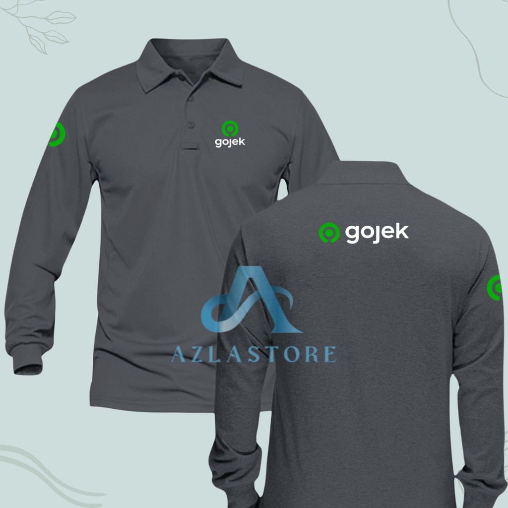 Baju Kaos Poloshirt Berkerah Driver Ojol Lengan Panjang Pria Wanita Dewasa Unisex LOGO Gojek Gocar I