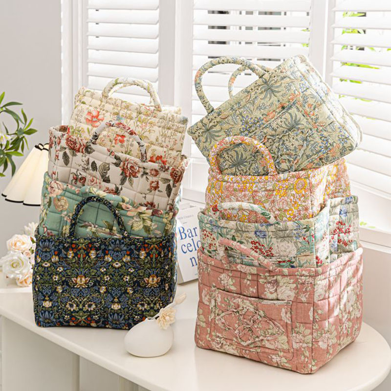 

Pastoral Style Fabric Storage Basket Stackable Washable Sundries Storage Organizer Foldable Underwear Debris Organizing Frame