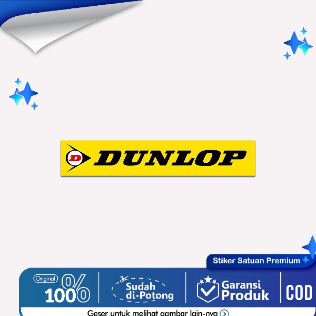 Stiker Sponsor Dunlop Laminasy Glossy Panjang 10cm Sticker Motor Cutting 1pcs