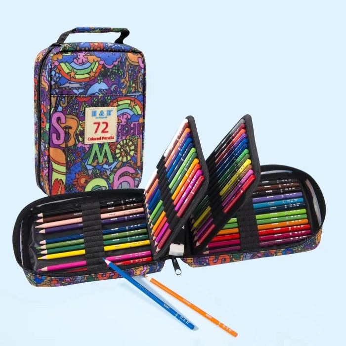 

H & B Pensil Warna 72 & 120 Dengan Tas / H & B Oily Pencils Zipper Bag - H&B 72 Warna