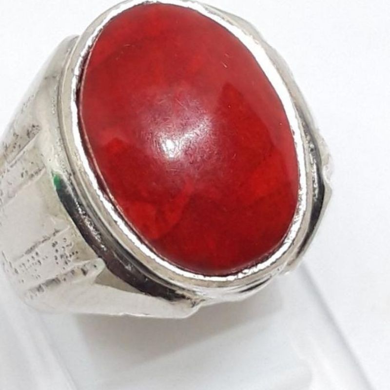 CINCIN BATU MARJAN LAUT MERAH RING PERAK