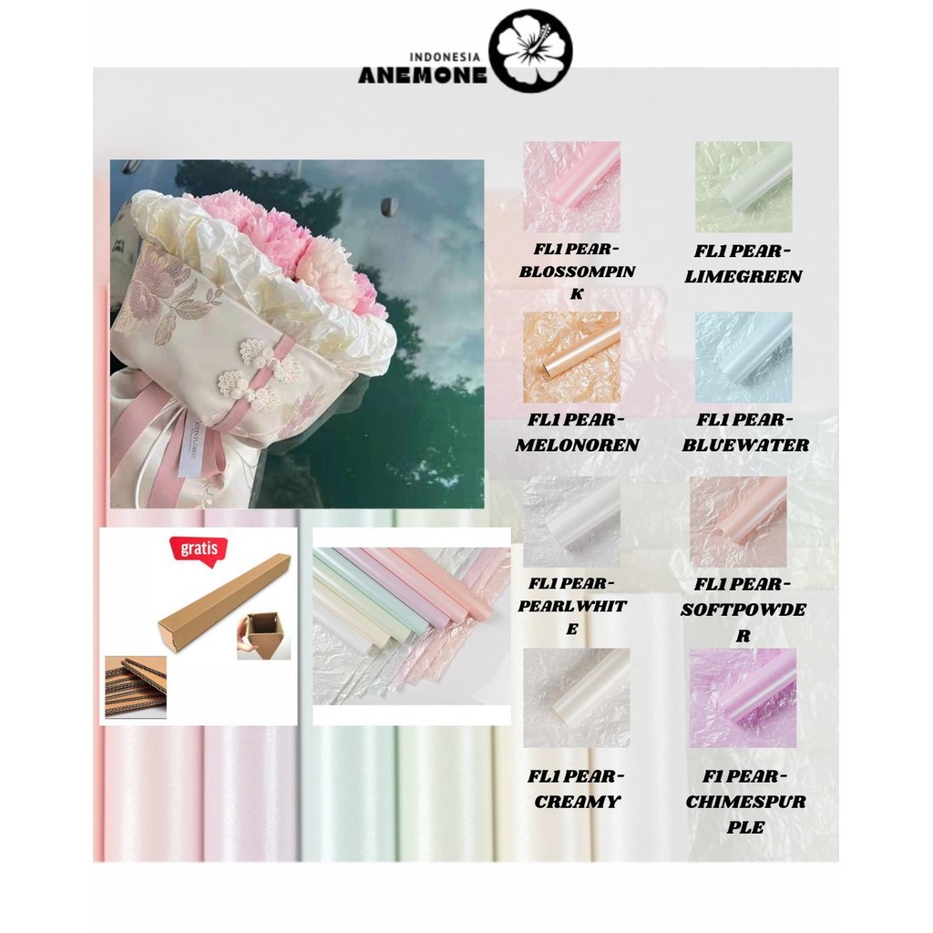

ANEMONE - (5 LEMBAR) - FL1 PEARLESCENT Kertas Bunga Buket Waterproof Color / Kertas Buket Bunga Florist Cellophane