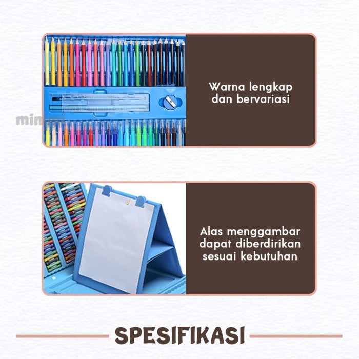 

Crayon Anak Set Isi 208 Pcs Pensil Warna Alat Lukis Mewarnai Lengkap - 150pcs Biru