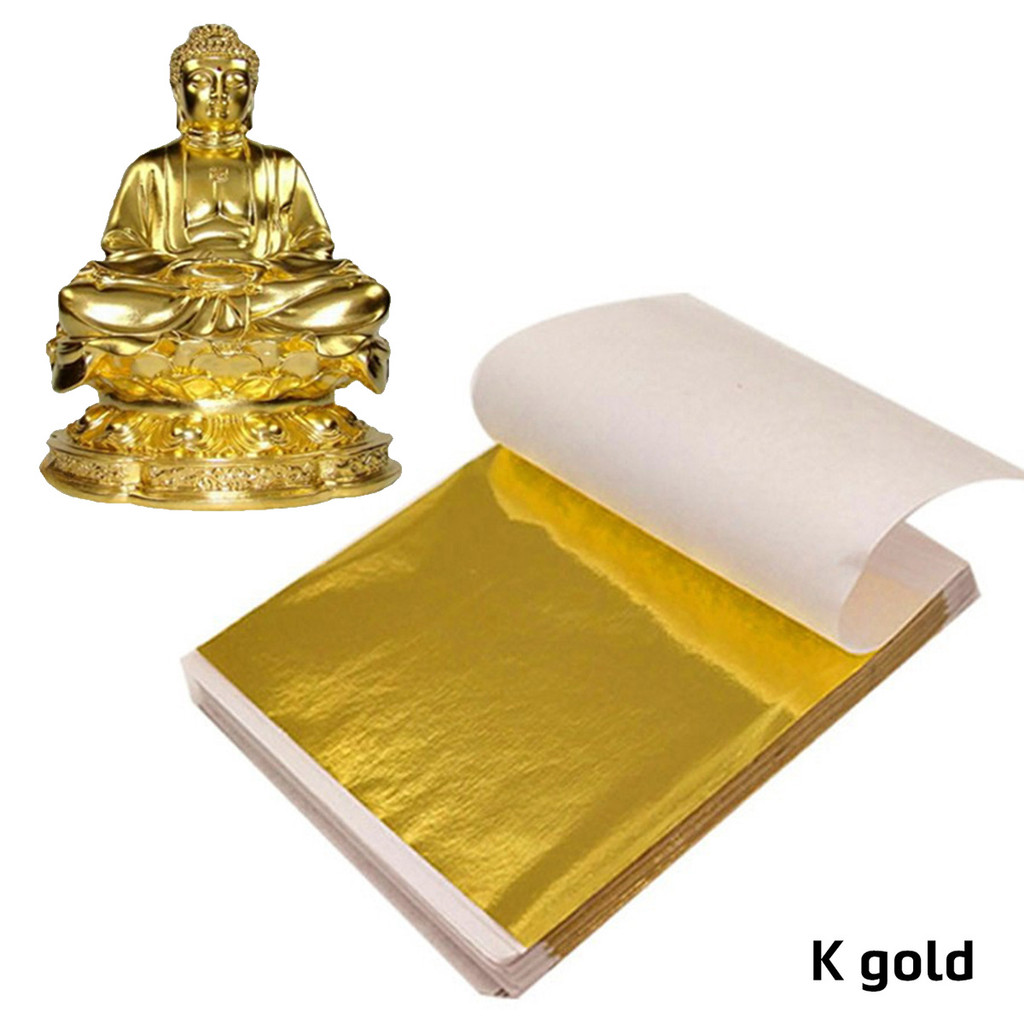 

SLM7 9x9cm Emas kertas Gold Leaf Foil Dekorasi DIY Leaf Aluminium Paper Gilding Kertas Lukisan