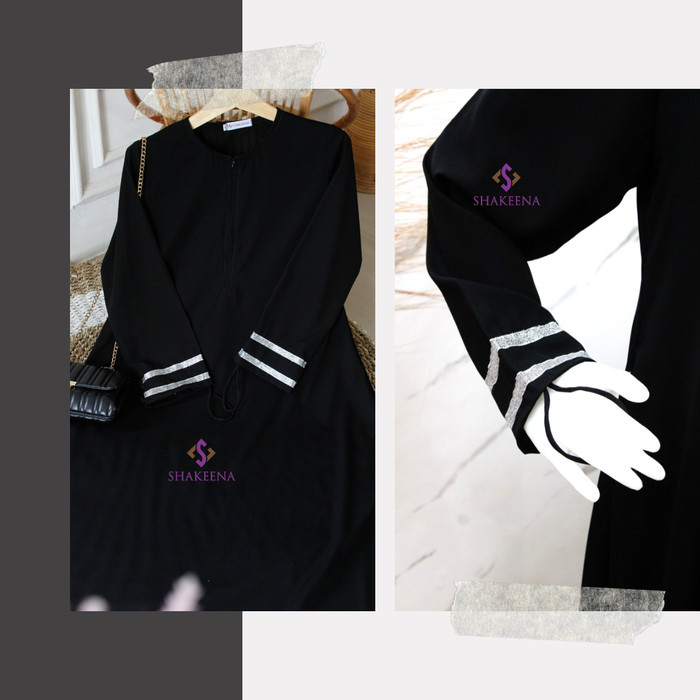 NEW -Gamis set Jet black free cadar bandana - Gamis Saja, M