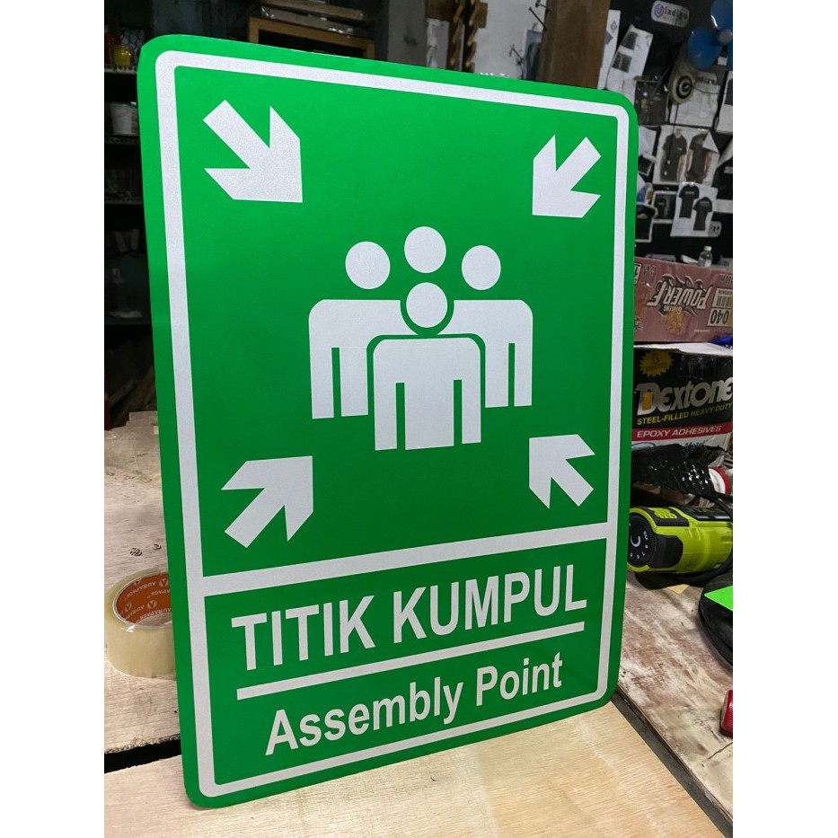 

Plat alumunium rambu jalan titik kumpul Reflektif - 20X30