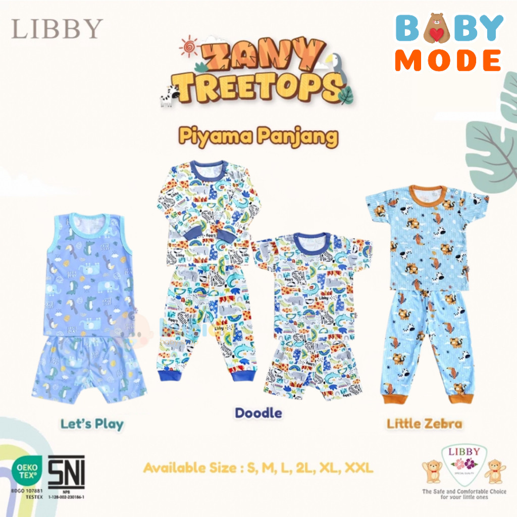 LIBBY Setelan Baju Oblong Kutung Pendek Panjang | Set Setelan Anak Bayi Perempuan & Laki Laki Libby 