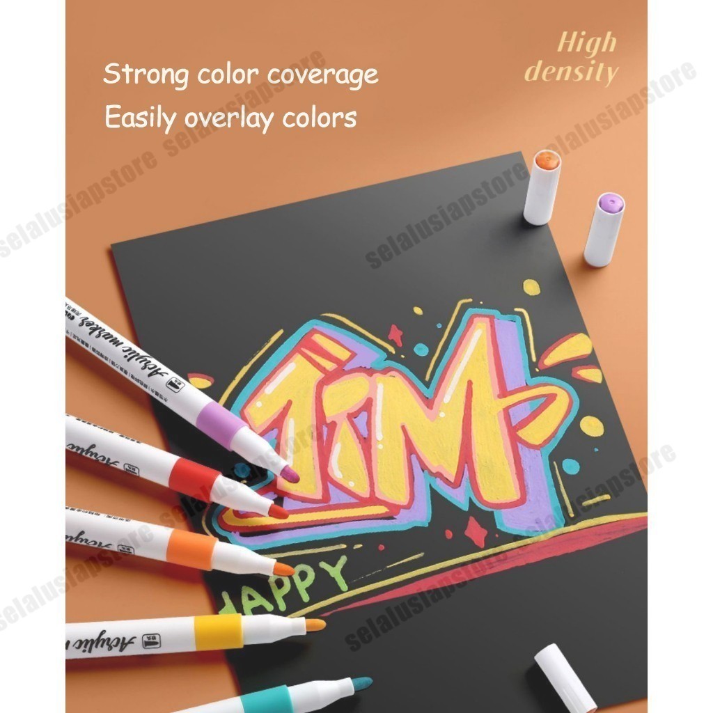 ID HIGHTUNE ACRYLIC MARKER SET SPIDOL AKRILIK DIY PAINTING SPIDOL PASTEL PULPEN HIGHLIGHT DRAWING