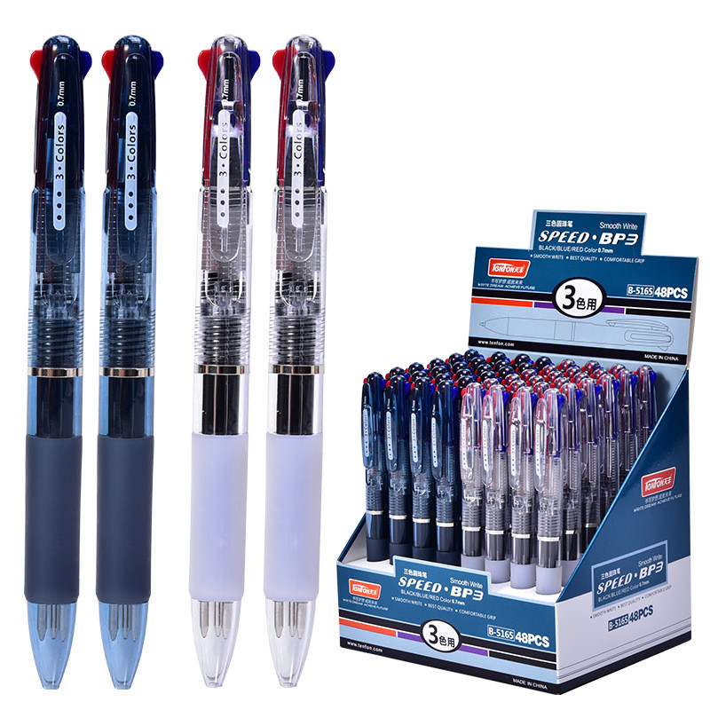 

2 pcs/lot 0.7mm Smooth Write 3 Colors Transparent Handle Ballpoint Pen Stationery Pens Novelty Gift Ideas School Office Supply