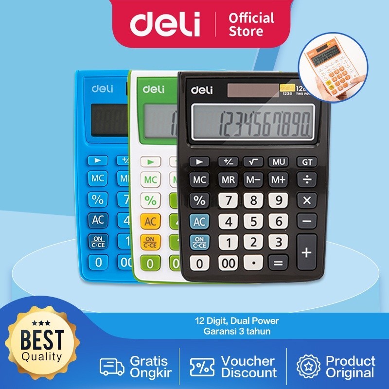 

Deli Kalkulator 12 digit LCD berkualitas Garansi 3 Tahun E1238