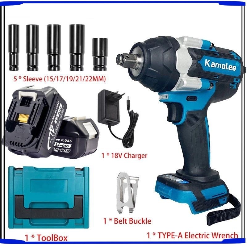 Kamolee 1800Nm Impact Wrench 1/2'' Kompatibel Baterai Makita 18V